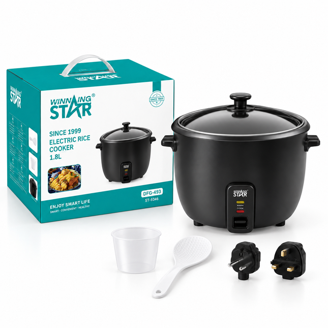 Winning Star Electric Rice Cooker Non-Stick Inner Pot Glass Lid 4L 700W or 6L 1000W Automatic Keep-Warm Function