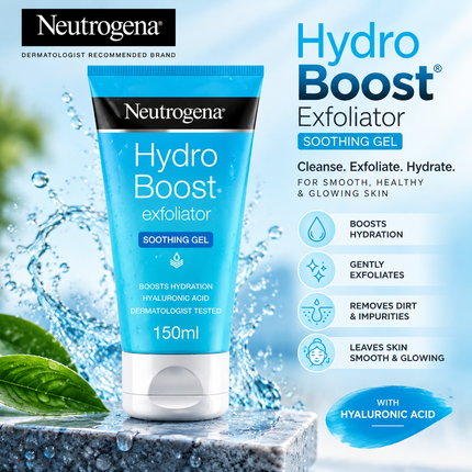 Neutrogena Hydro Boost Exfoliating Gel 150ml Hyaluronic Acid Face Cleanser Skin Hydration Care