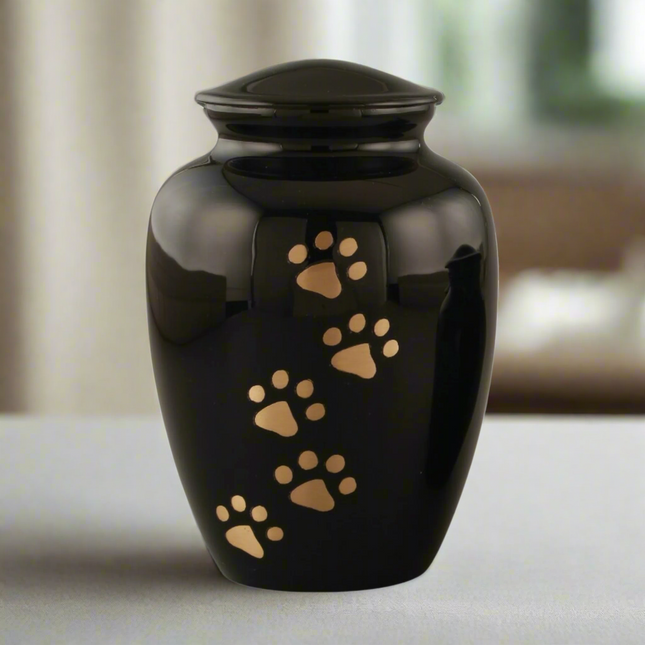 Royal Rapture Urn For Ashes Jar Paw Engraved Dog Cat Pet Funeral Cremation Love Urns Decorative 4" 6" 8" (RJM06)
