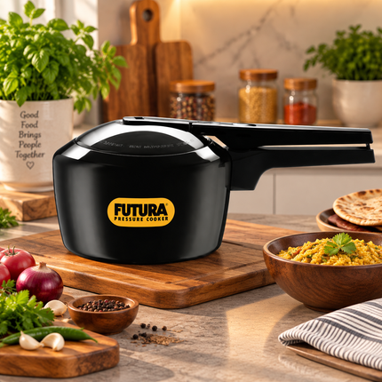 Futura by Hawkins Hard Anodized Pressure Cooker 2L to 9L Black Cooker for Everyday Cooking