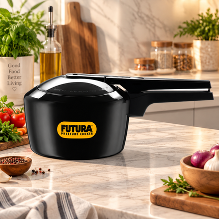 Futura by Hawkins Hard Anodized Pressure Cooker 2L to 9L Black Cooker for Everyday Cooking