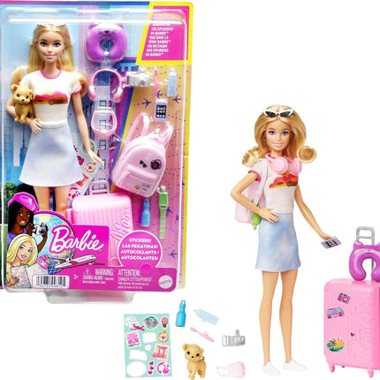 Barbie Chelsea Travel Set – Small Doll with Puppy, Pet Carrier, Opening Backpack & 6 Accessories (Brunette/Red Hair) – HJY18