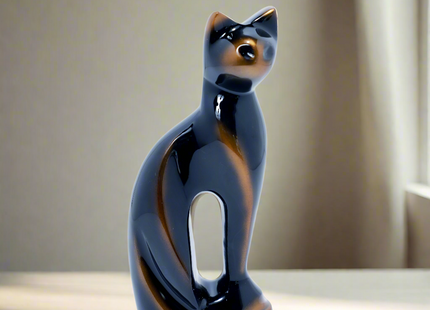 Royal Rapture Cat Kitty Figurine Pet Urn For Ashes Cremation Funeral Memorial Love Urns decorative Alloy 9" (RCM01)