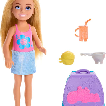 Barbie Family & Friends Cupcake Baking Backpack Playset – Blonde Chelsea Doll with Wearable Backpack & Baking Accessories – JBF46