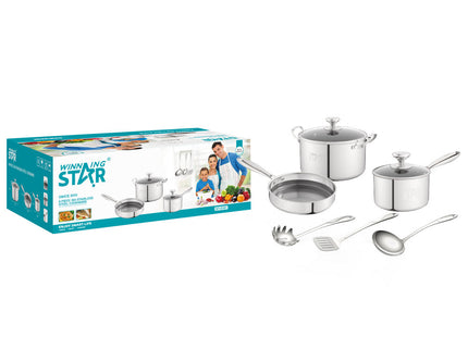 Winning Star Cookware Sets Collection | 10 Piece Cookware Set 23.5 2.3 Litre, 10 Piece Stainless Steel Cookware Set 24 6.5 Litre, 6 Piece Stainless Steel Cookware Set 24 1.4 Litre | Models ST-5219, ST-5101, ST-5215 | Pots And Pans | Cooking Pots |...