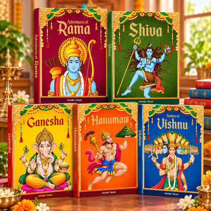 Indian Mythology Stories for Kids Pack of 5 Books Ram Shiva Hanuman Ganesha Vishnu