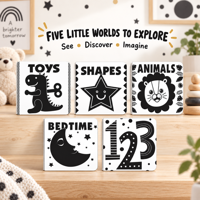 High Contrast Baby Board Book Series for Newborns Shapes Numbers Animals Early Learning