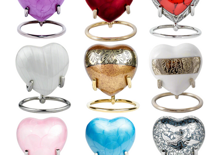Royal Rapture Urn for Ashes Funeral Memorial Cremation Keepsake Love Urns Decorative Brass Heart with Stand 3" (RHM03)