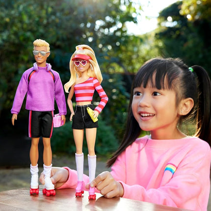 Barbie Fashionistas 65th Anniversary Set – 2 Ken Roller-Skating Fashion Dolls with 6 Accessories, Collectible Gift for Kids Ages 3+ – HXK90