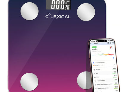 Lexical Scales Collection | Body Fat Scale With Bluetooth 3kg-180kg weight range, Kitchen Scale 1g-5000g Digital Scale | Models LBS-4372, LKS-4310 | Body Scale | Weight Scale | Accurate Weighing