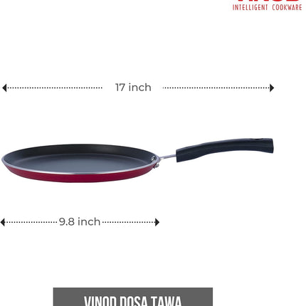 VINOD Non Stick Aluminium Dosa Tawa Induction Gas Compatible Griddle Pan 25cm 28cm 30cm