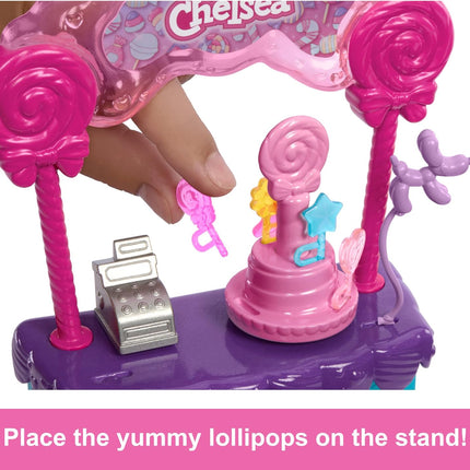 Barbie Chelsea Lollipop Stand Playset – 10-Piece Set from Barbie & Stacie to the Rescue Movie with Doll & Accessories – HRM07