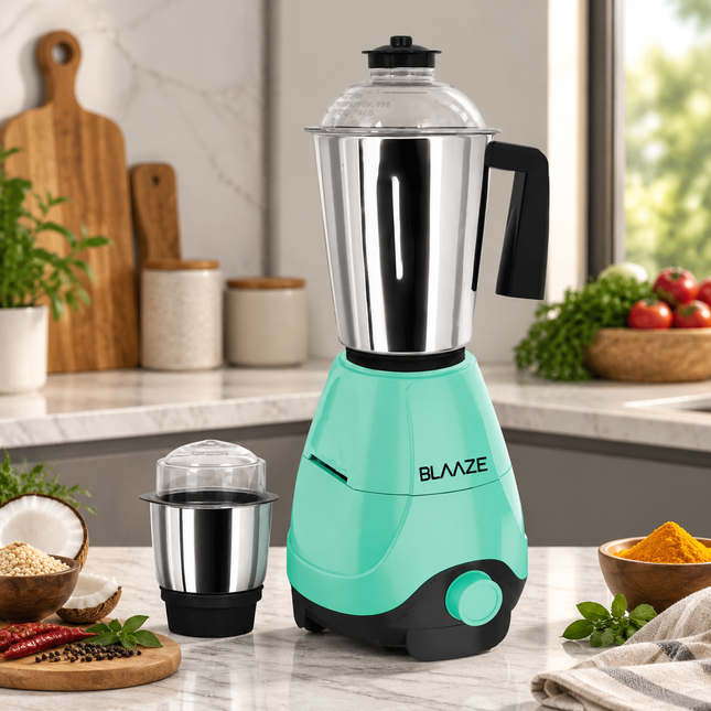 BLAAZE 600W Indian Mixer Grinder 3 Stainless Steel Jars 20000 RPM for Chutney Masala Grinding Blending and Juicing