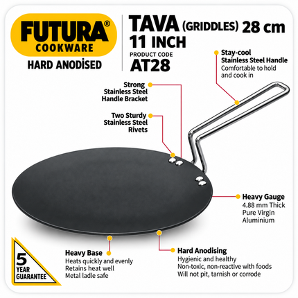 Futura Hawkins Hard Anodised Concave Tawa Roti Chapati Paratha Egg Meat PAN