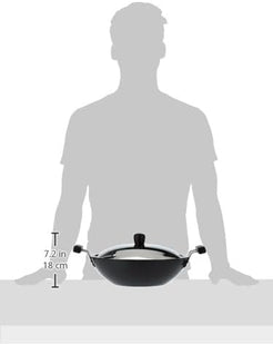 Hawkins Futura Hard Anodised Deep Fry Pan Collection – 2.5L, 3.75L, 5L & 7.5L Flat Bottom Kadai with Stainless Steel Lid, Black