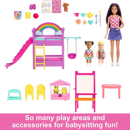 Barbie Skipper Babysitters Inc. Ultimate Daycare Playset – 3 Dolls, Bunk Beds, Color-Change Easel & 15+ Accessories – HND18
