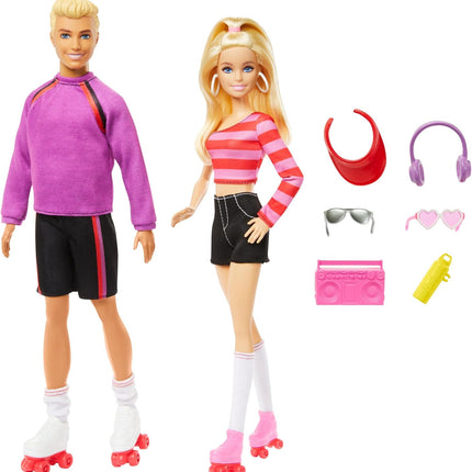 Barbie Fashionistas 65th Anniversary Set – 2 Ken Roller-Skating Fashion Dolls with 6 Accessories, Collectible Gift for Kids Ages 3+ – HXK90