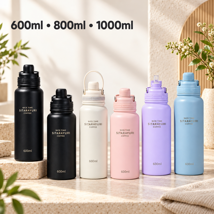 Sitarayuri Insulated Travel Cup Magnetic Lid 600ml 800ml 1000ml Hot Cold Coffee Tea Water Beverage
