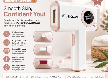 Lexical Hair Removal Devices Collection | Laser Hair Removal Device 36W Up to 999,999 flashes | Models LLH-5580 | Up to 999,999 flashes | Ipl Hair Remover | Beauty Device | Personal Care