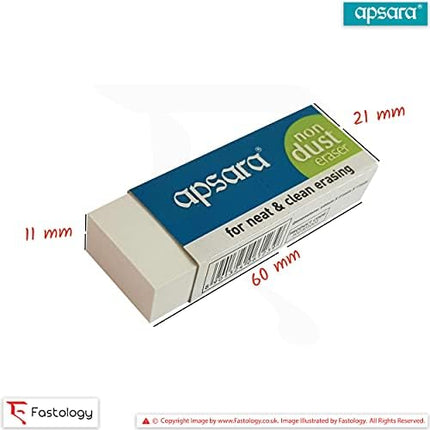 APSARA Non-Dust X-Large Erasers, White, Pack of 5, Jumbo Sleeve Rubbers, Kids School Office Multipack Party Bag Filler, Patel Black Ball Pen