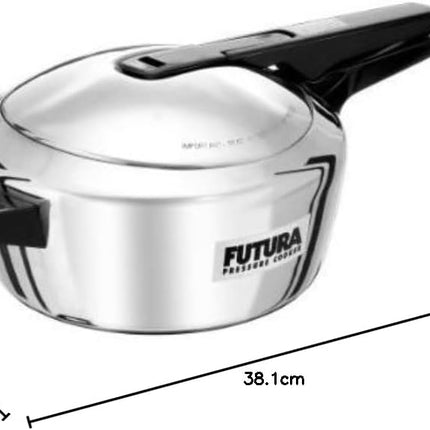 Hawkins Futura Stainless Steel Pressure Cooker 5.5L Inner Lid Induction Compatible Cooker