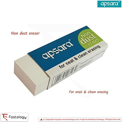 APSARA Non-Dust X-Large Erasers, White, Pack of 5, Jumbo Sleeve Rubbers, Kids School Office Multipack Party Bag Filler, Patel Black Ball Pen