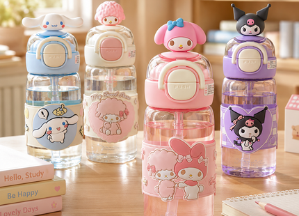 Sanrio-style / Character Design Plastic Sports Water Bottles Collection | Dual-Drink Plastic Water Bottle 630ml, Dual-Drink Plastic Water Bottle 700ml | Models CH-2625, CH-9075 | Sports Water Bottle |