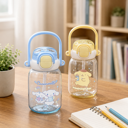 Character Design Dual-Drink Water Bottle with Carry Handle – 630ml & 700ml