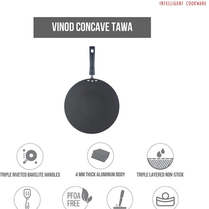 VINOD Non Stick Dosa Tawa 10.5 Inch Aluminium Griddle Pan PFOA Free Tawa Dosa Roti Chapati Pancakes Crepes