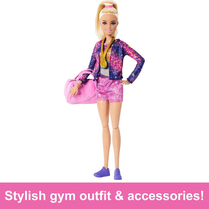 Barbie Gymnastics Doll & Playset – Blonde Barbie with Balance Beam, 10+ Accessories, You Can Be Anything Series – HRG52