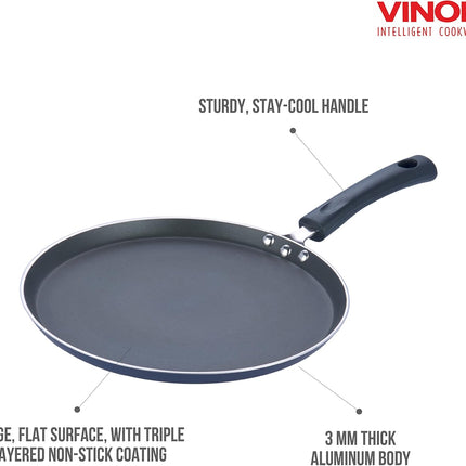 VINOD Non Stick Aluminium Dosa Tawa Induction Gas Compatible Griddle Pan 25cm 28cm 30cm