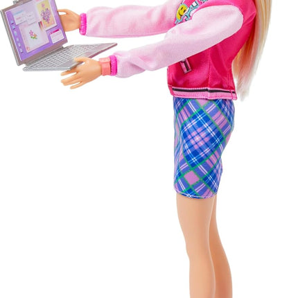 Barbie I Love School Doll with Accessories – School-Themed Outfit, Backpack & Laptop, Imaginative Role-Play Set – HRG84