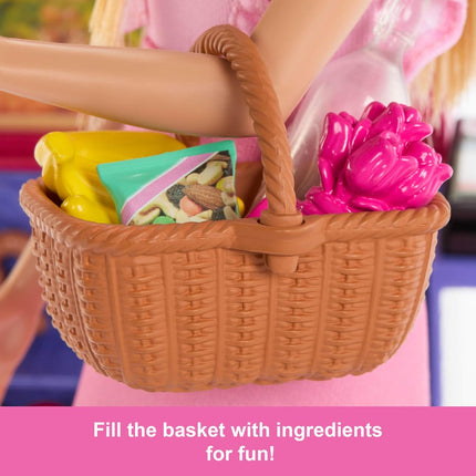 Barbie and Teresa Recipe for Friendship Fashion Doll & Playset – Malibu at the Market Theme with 11 Accessories Including Market Stand & Food | JCT05