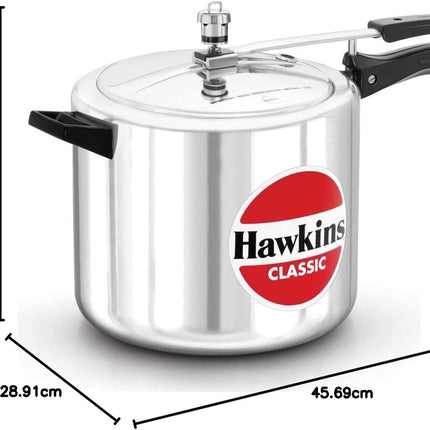Hawkins Classic Aluminium Pressure Cooker 1.5L to 10L Silver Cooker with Pressure Regulator