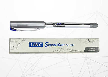 Linc Executive SL-500 Gel Pens, BLUE, Fine Point (0.55mm), Pack of 10, Comfortable Elastomeric Rubber Grip, Lubriflow Ink System, School Office Home Pens