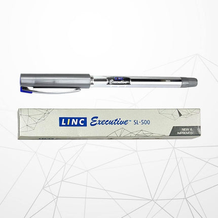 Linc Executive SL-500 Gel Pens, BLUE, Fine Point (0.55mm), Pack of 10, Comfortable Elastomeric Rubber Grip, Lubriflow Ink System, School Office Home Pens