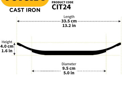 Hawkins Futura 24 cm Cast Iron Tawa, Pre-Seasoned Roti Tava, Black