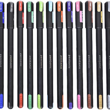 Pentonic Multicolor Gel Pen With Hard Box Case (0.6 mm 1.0 mm, 12 Pcs Set), Pack Of 1