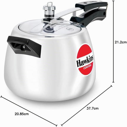 Hawkins Contura Aluminium Pressure Cooker 2L 3L 4L 5L Silver Cooker Gas Electric Stove