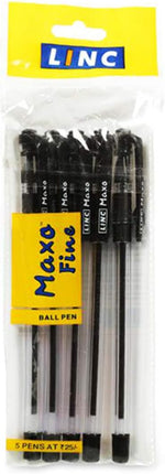 Linc Maxo Ballpoint Pens, BLACK, Pack of 10, Fine Point (0.7mm), Comfortable Grip, Everyday Pens for School Office Home Business