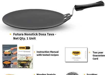 Hawkins Futura 30 cm Non Stick Induction Dosa Tava, Black Aluminium Tawa