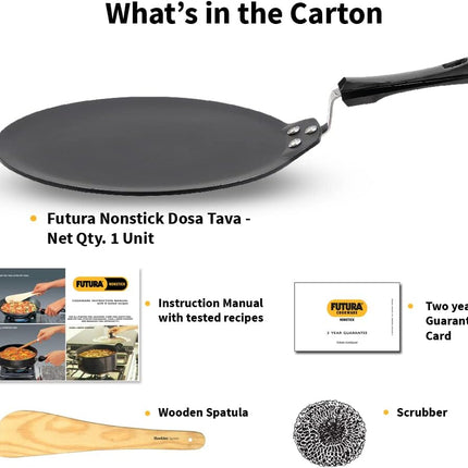 Hawkins Futura Hard Anodised Non Stick Dosa Tava 30cm Large Griddle for Dosa Uttapam