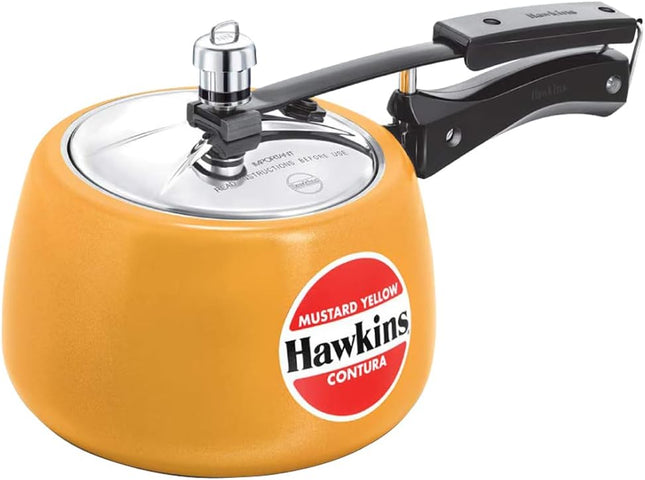Hawkins Contura 3L Ceramic Coated Pressure Cooker, Inner Lid Handi Cooker, Color Variants(Apple Green,Mustard Yellow,Tomato Red)