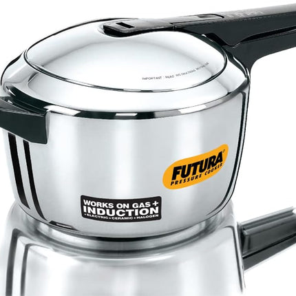 Hawkins Futura Stainless Steel Pressure Cooker 5.5L Inner Lid Induction Compatible Cooker