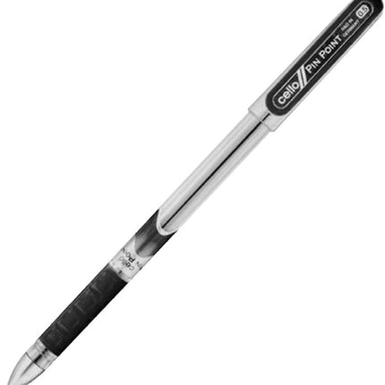 10 X Cello Pinpoint Fine Write Ball Point Pen Black Ink 0.5 Mm Tip
