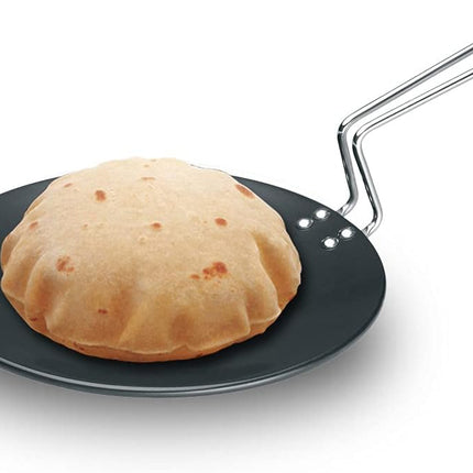 Futura by Hawkins Hard Anodised Concave Tawa for Roti Chapati Paratha with Steel Handle