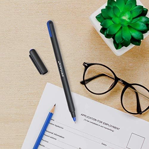 Pentonic Ball Pen Blister Pack | 0.7 mm Tip Size | Smooth Writing, Sleek Matte Finish | Use For School, office | Black Body, Multicolor Ink, Pack of 10