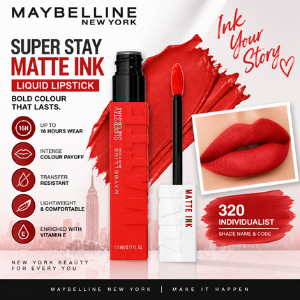 Maybelline New York SuperStay Lipstick Collection Matte Ink Liquid Crayon Long Lasting Lip Colour Shades