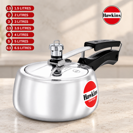 Hawkins Contura Aluminium Pressure Cooker 2L 3L 4L 5L Silver Cooker Gas Electric Stove