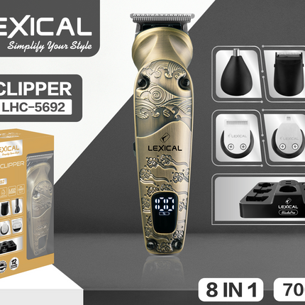 Lexical  Germany 8-in-1 Hair Clipper | Rechargeable Hair & Beard Trimmer | USB Type-C Charging